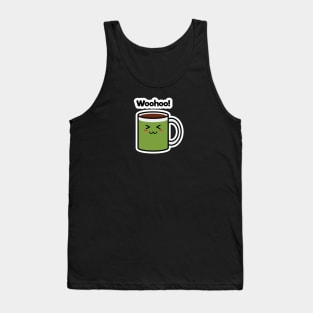 Woohoo! | Coffee | Charging | Low Battery | Cute Kawaii | Black Tank Top